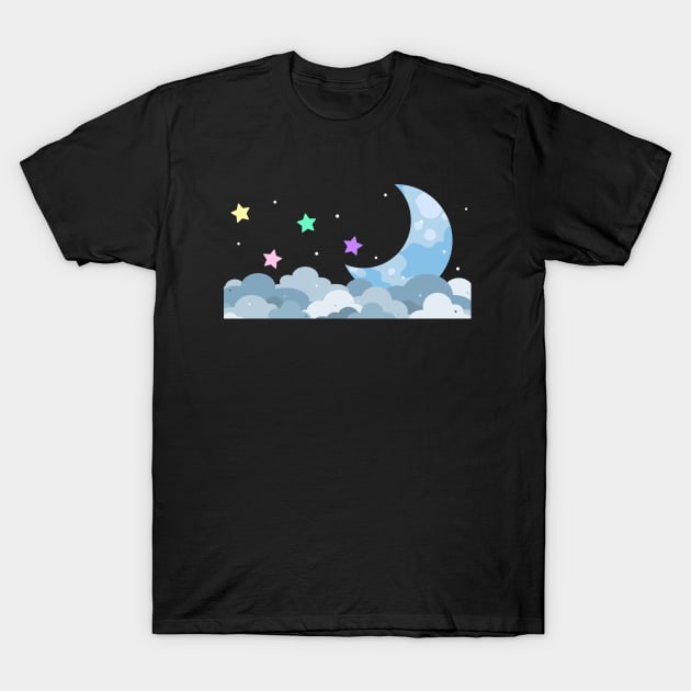 Dreamy Moon Cloud in the Night Sky - Aesthetic Logo Design T-Shirt by Al-loony